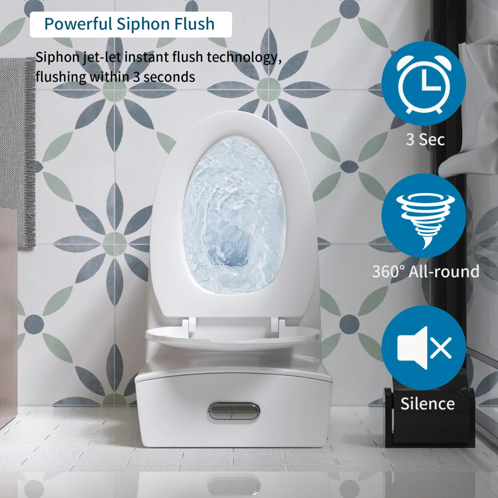 Tornado Flush Elongated One-Piece Toilet with Soft-Close Seat
