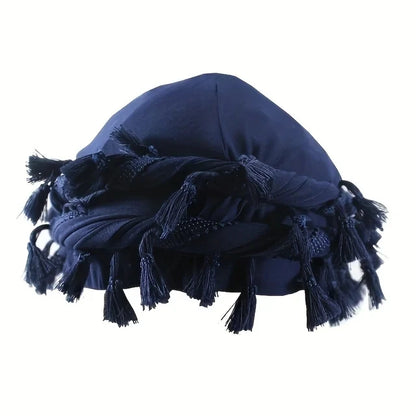Burr Trim Twisted Tail Fringe Cotton Bandana Hat