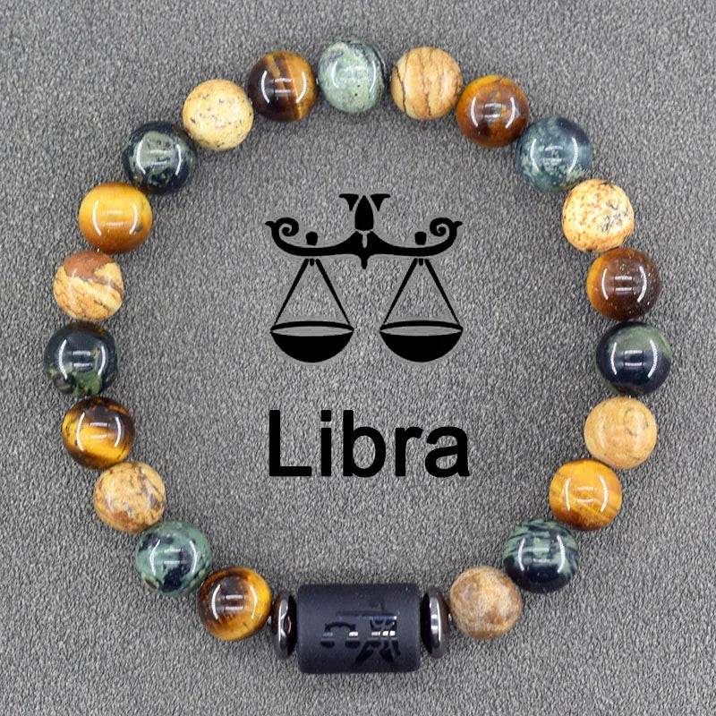 12 Zodiac Sign Constellation Beaded Charm Bracelet