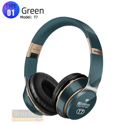 Foldable Wireless Bluetooth Headphones with SD Card Slot & Mic
