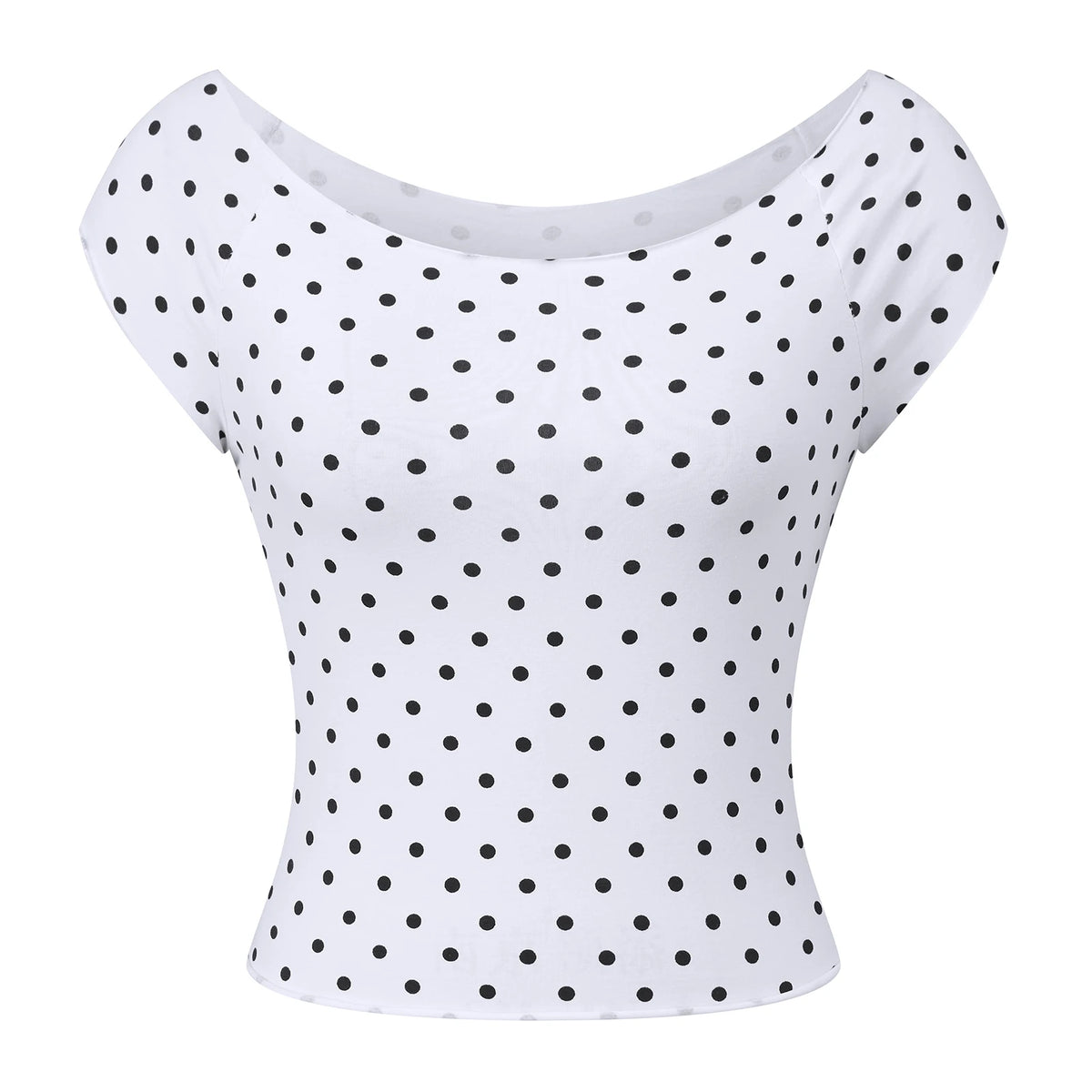 Women's Dot Print Off-Shoulder Short Sleeve Crop Top