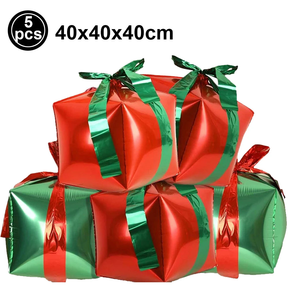 Large Santa Claus Foil Balloons & Christmas Tree Gift Box Decor