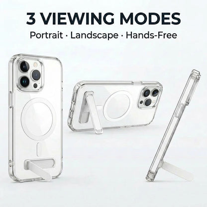 Clear Magnetic Phone Case with Built-in Kickstand for iPhone