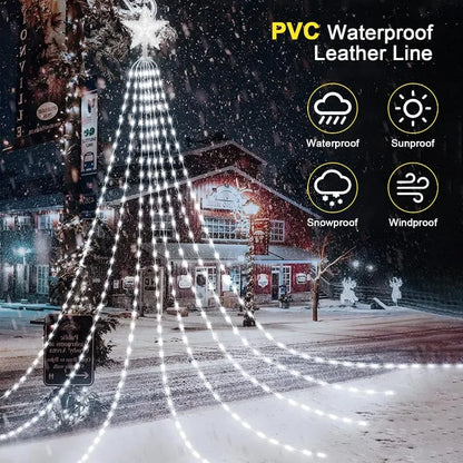 LED Waterfall Fairy String Lights with Star Topper