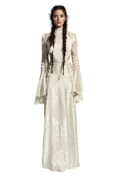 Women's Elegant High-Neck Lace Mermaid Wedding Dress