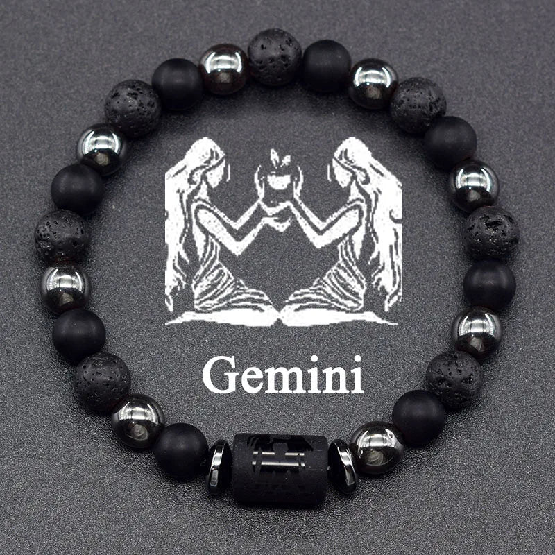 Natural Tiger Eye Stone 12 Zodiac Constellation Bead Bracelet