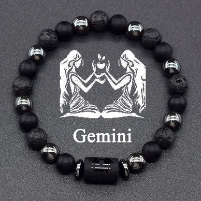 Natural Tiger Eye Stone 12 Zodiac Constellation Bead Bracelet