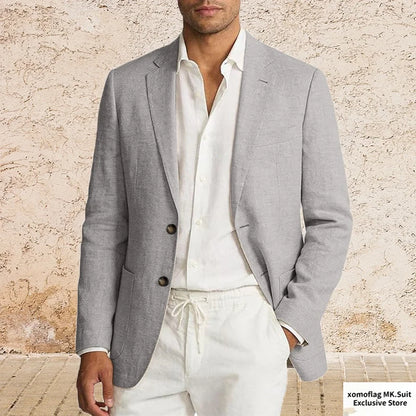Men’s Lightweight Cotton Linen Suit Jacket – Casual Summer Beach Blazer & Sport Coat