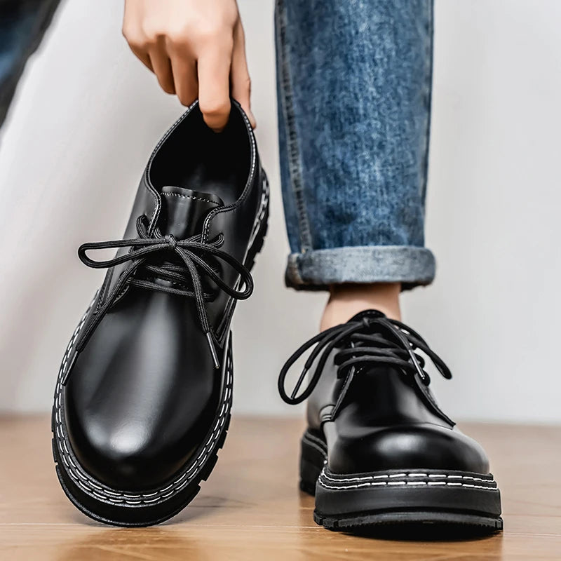 Men's Classic Round-Toe Casual Business Lace-Up Dress Shoes