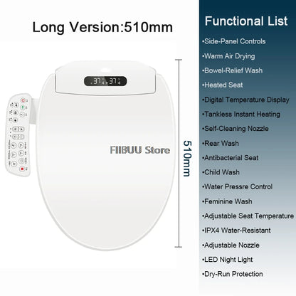 Electric Smart Bidet Toilet Seat with Instant Warm Water and Heated Seat