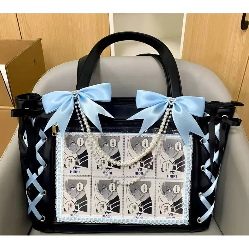 Japanese Cute Ribbon Ita Bag Transparent Lolita Tote Bag