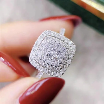 Light Classic 925 Sterling Silver Square Moissanite Ring