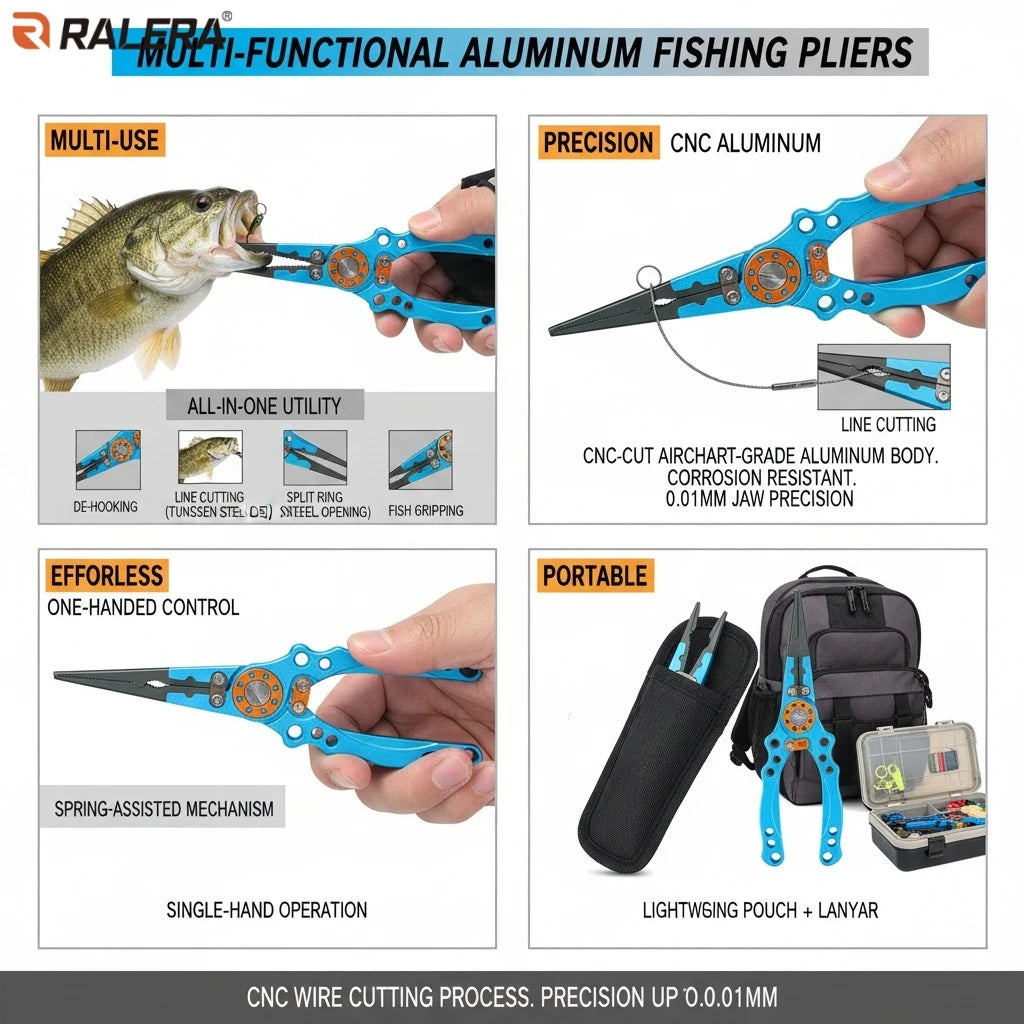 Aluminum Fishing Pliers & Landing Net Tackle Set