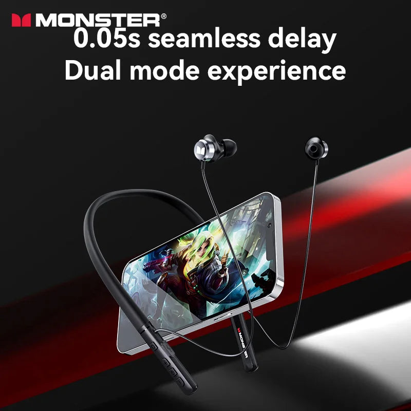 Monster Wireless Bluetooth 5.3 Neckband Headphones with Button Function