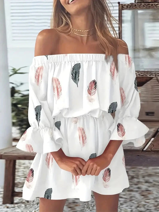 Women's Summer Floral Off-Shoulder Boho Blouse