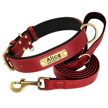 Leather Dog Collar Leash Set Soft Padded