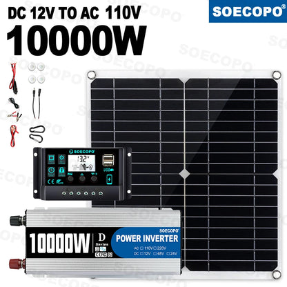 10000W Complete Solar Power Kit with 300W Panel, 100A Controller, and Inverter