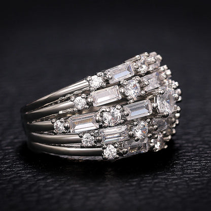Huitan Wide Ring with Cubic Zirconia