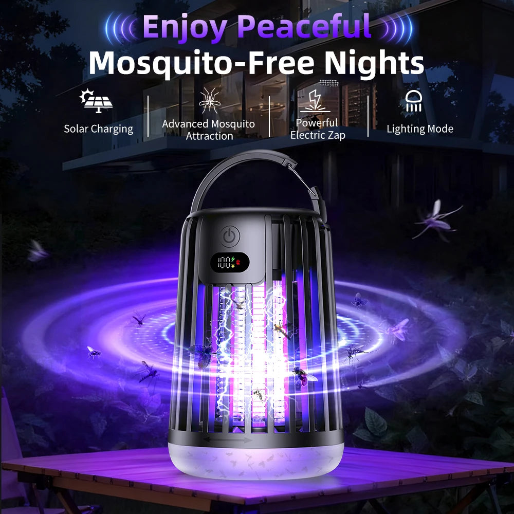 Solar Outdoor Mosquito Killer Lamp – Waterproof UV Electric Bug Zapper for Lawn & Garden