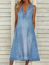 Double Pocket Thin Denim Sleeveless Dress