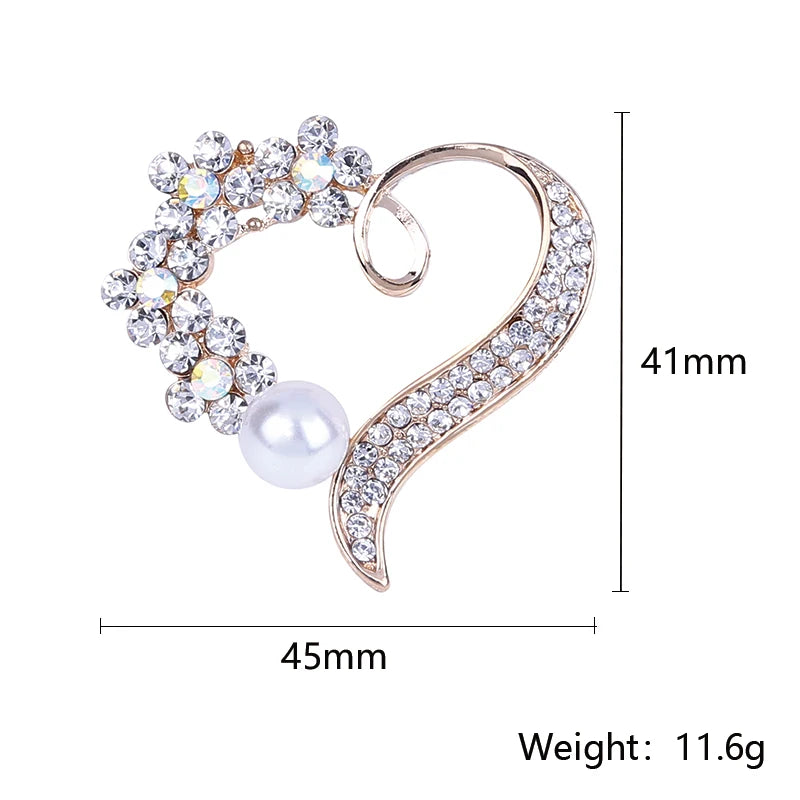 Valentine's Day Romantic Rhinestone Heart Brooches