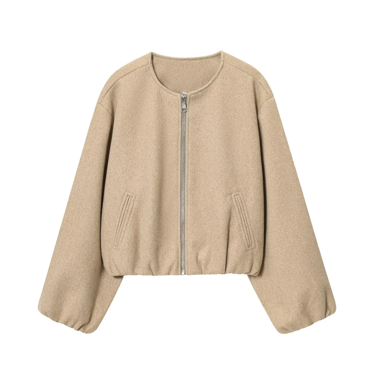 MUJER Women's Casual Cropped Fleece Bomber Jacket