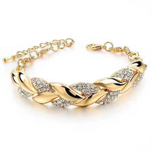 Braided Leaf Crystal Bracelet