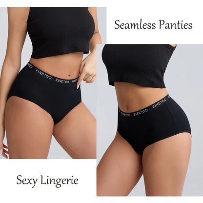 FINETOO 5Pcs Cotton High Waist Panties