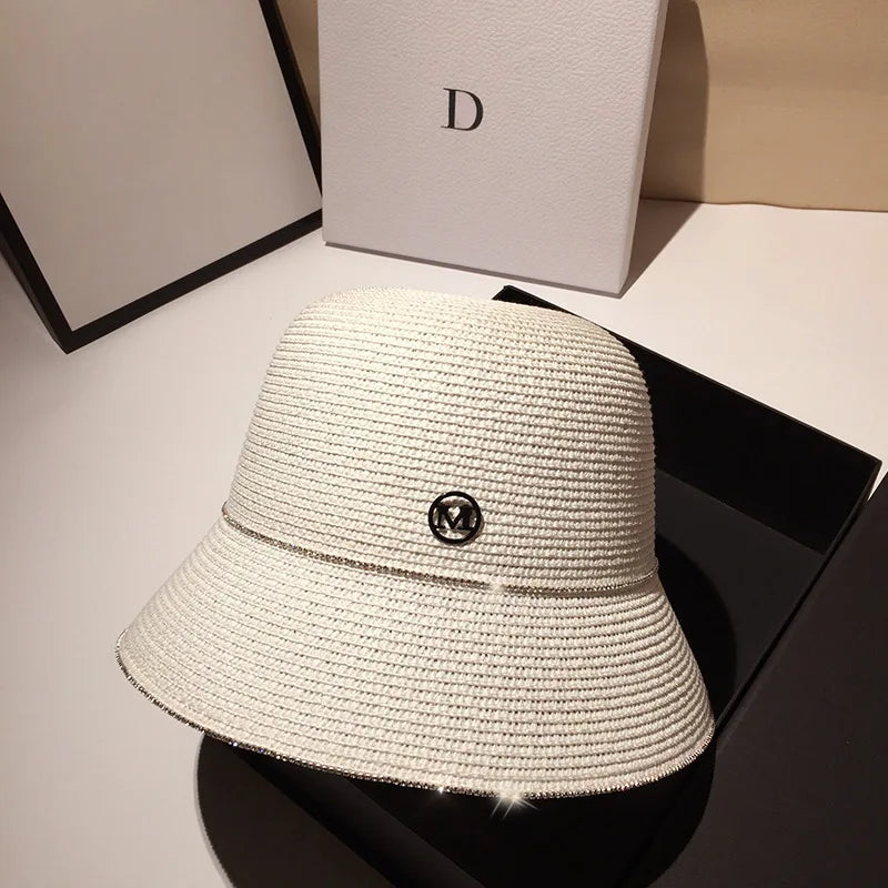 Woolen Rhinestone Solid Color Basin Hat