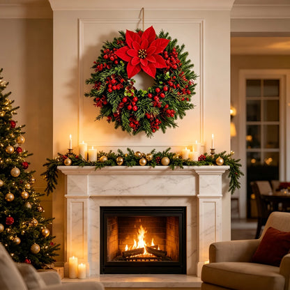 Artificial Red Berries & Eucalyptus Holiday Wreath