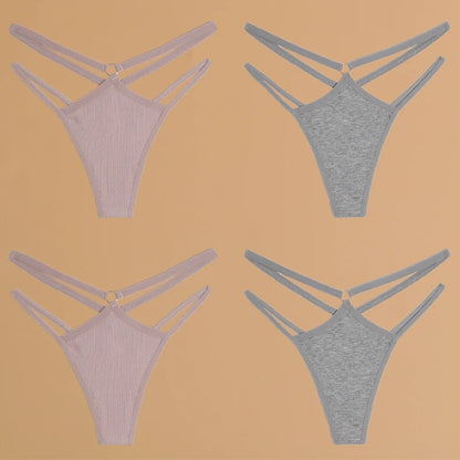 FINETOO 4Pcs Cotton Double Thin Thongs
