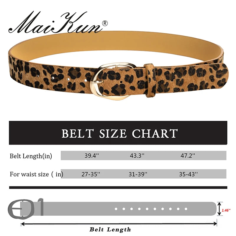 Leopard Print Irregular Alloy Pin Buckle Belt