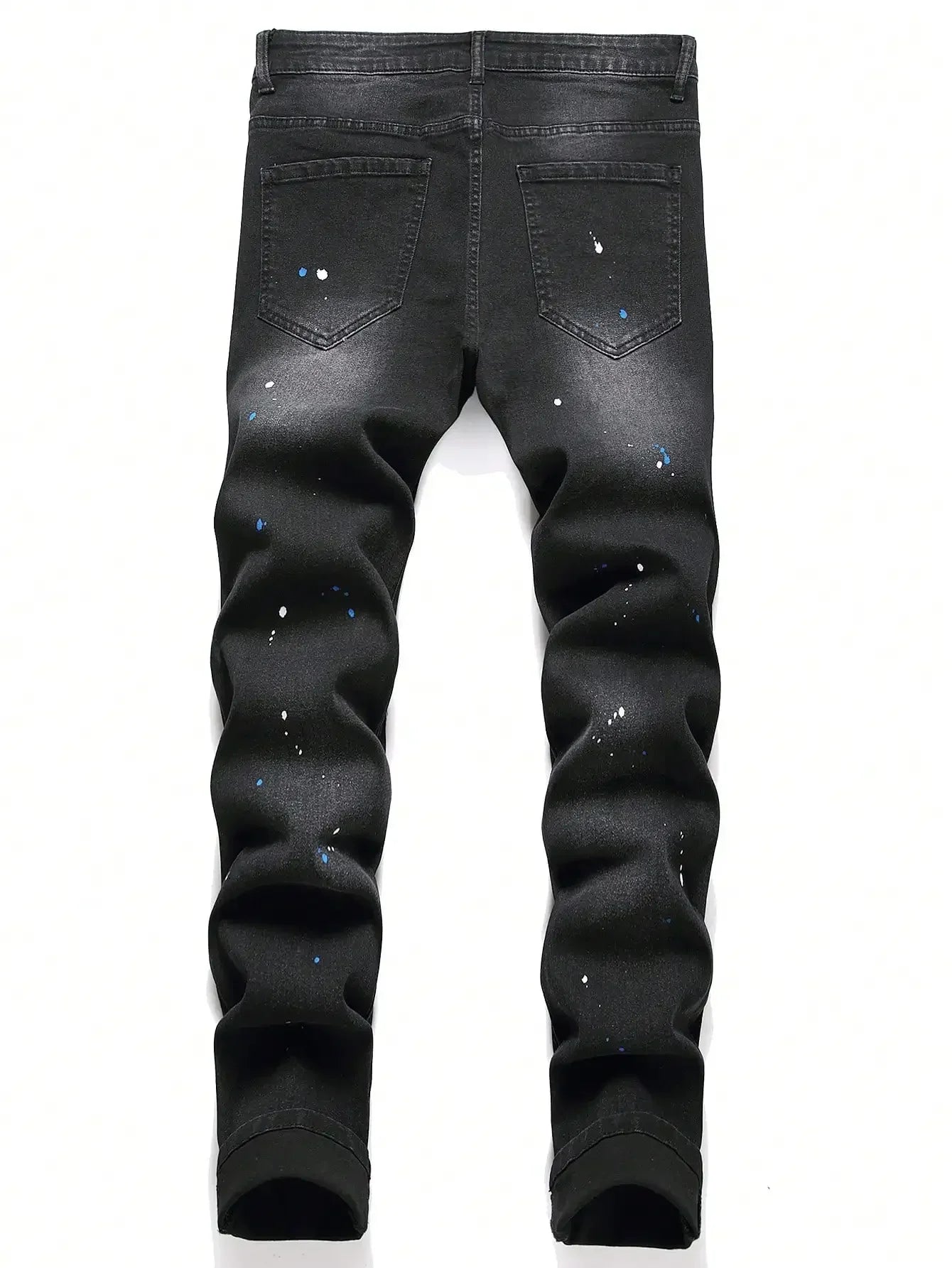 Men’s Ripped Patchwork Slim Fit Stretchy Jeans