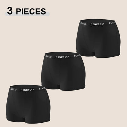FINETOO Women’s High-Rise Seamless Cotton Boyshort Panties (3-Pack)