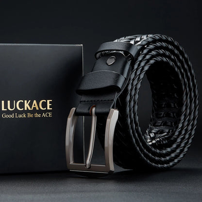 LUCKACE Genuine Leather Belt With Alloy Buckle