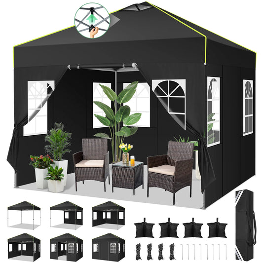 COBIZI 10x10FT Pop Up Canopy Tent with 4 Removable Sidewalls