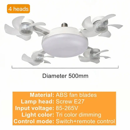 2-in-1 Drone-Design E27 LED Ceiling Fan Light Bulb with Remote