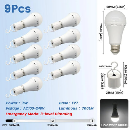 Rechargeable Emergency LED Light Bulb E27 – 1500mAh Power Outage Battery Backup Lamp