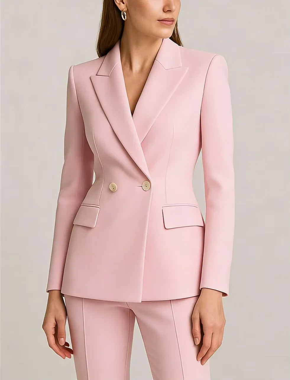 Women's Elegant 2-Piece Double-Breasted Pant Suit