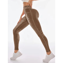 Printed High Waist Seamless Perforated Fake Pocket Leggings