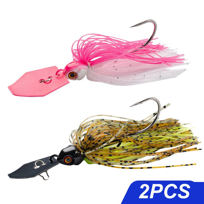 Chatter Weedless Metal Blade Rubber Jig Head Spinner Bait Lures Kit