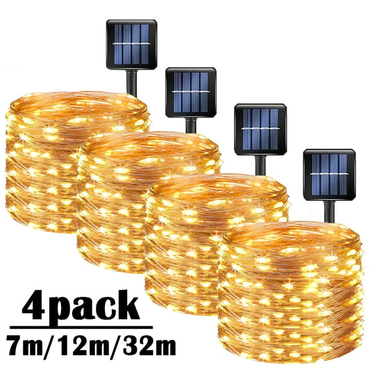 Outdoor Solar LED String Lights - Waterproof Copper Wire Garland