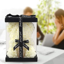 25cm Artificial Teddy Rose Flower Bear with Box