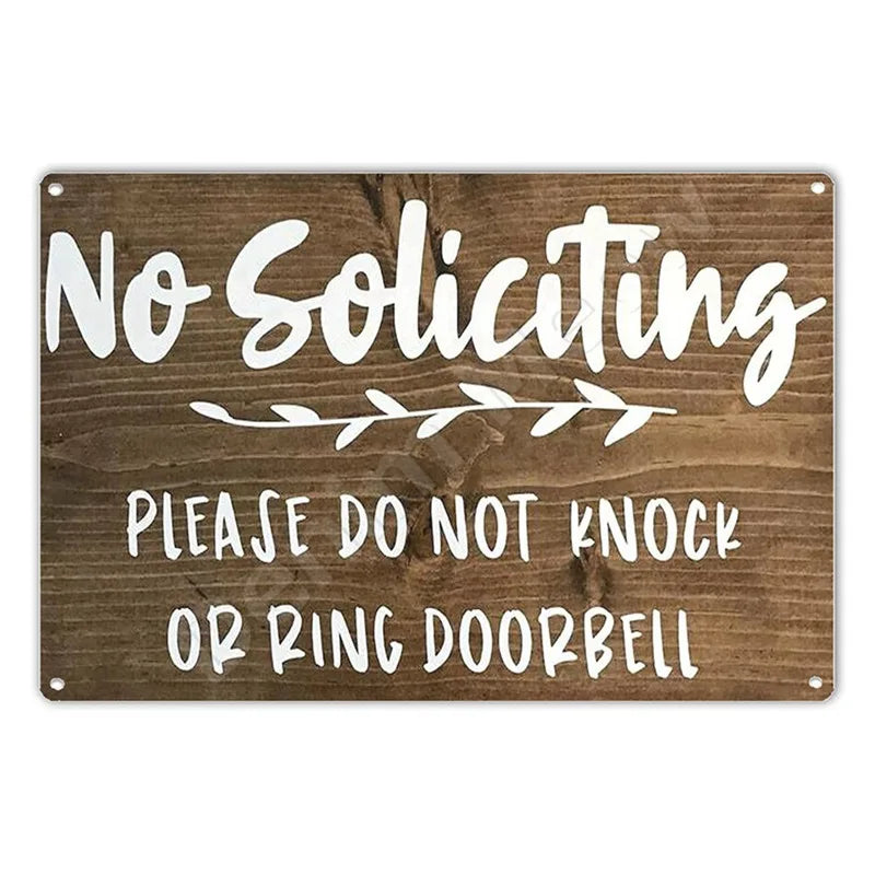 Funny No Soliciting Vintage Metal Tin Sign