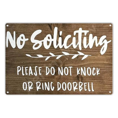 Funny No Soliciting Vintage Metal Tin Sign