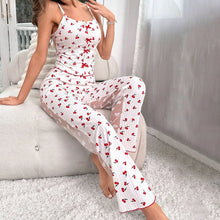See Through Cherry Print Pajama Set
