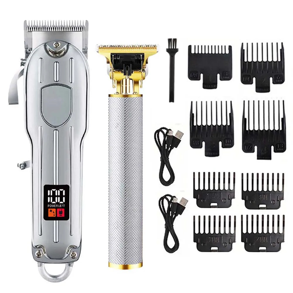 Professional 3-in-1 Hair Clipper & Trimmer Set – Cordless Grooming Kit with LCD Display