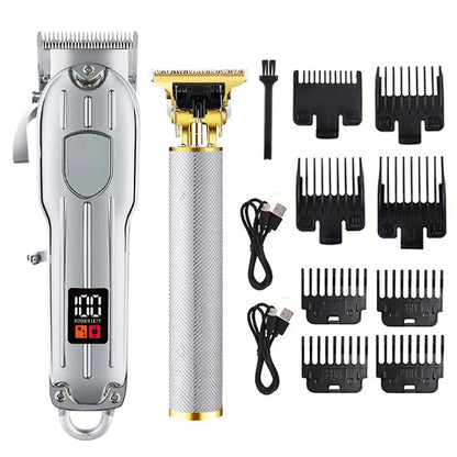 Professional 3-in-1 Hair Clipper & Trimmer Set – Cordless Grooming Kit with LCD Display
