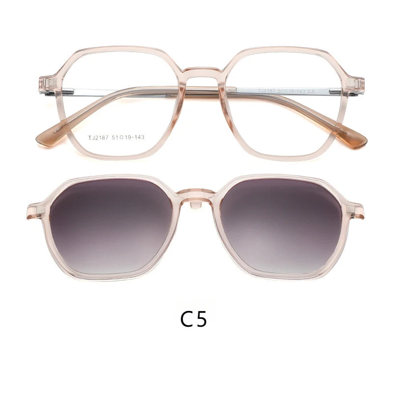 Magnetic Clip-On Polarized Sunglasses & Optical Eyeglass Frame Set