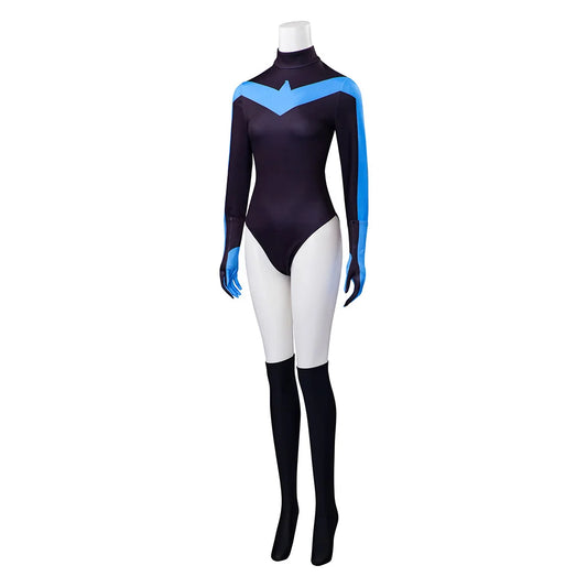 Women's Halloween Superhero Jumpsuit & Wing Cosplay Outfit